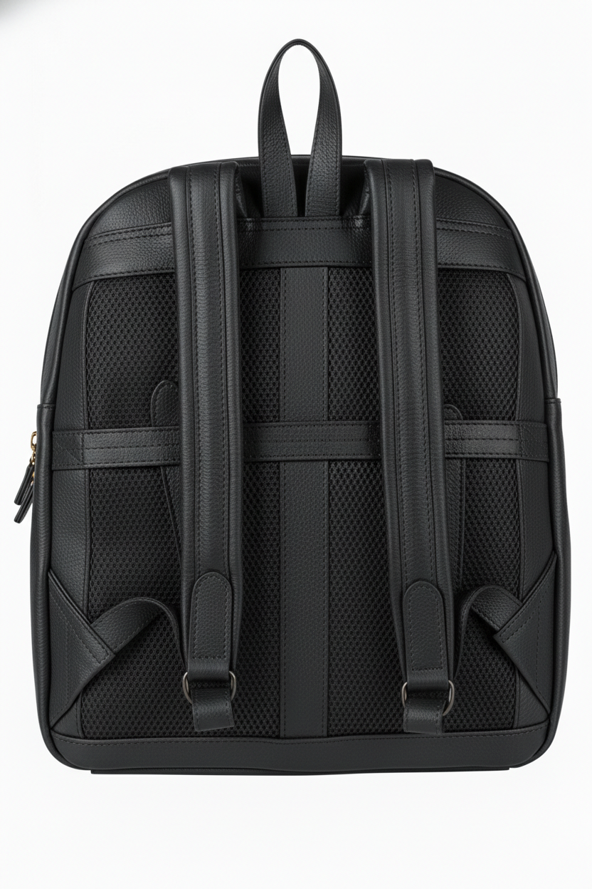 Mochila grande de couro liso metais grafite Marcela