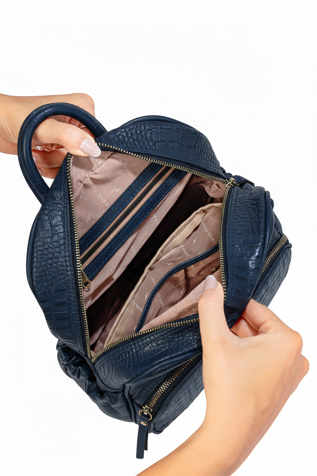 Mochila pequena de couro croco Zoey