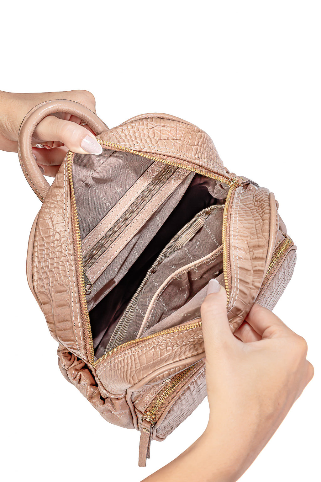 Mochila pequena de couro croco Zoey