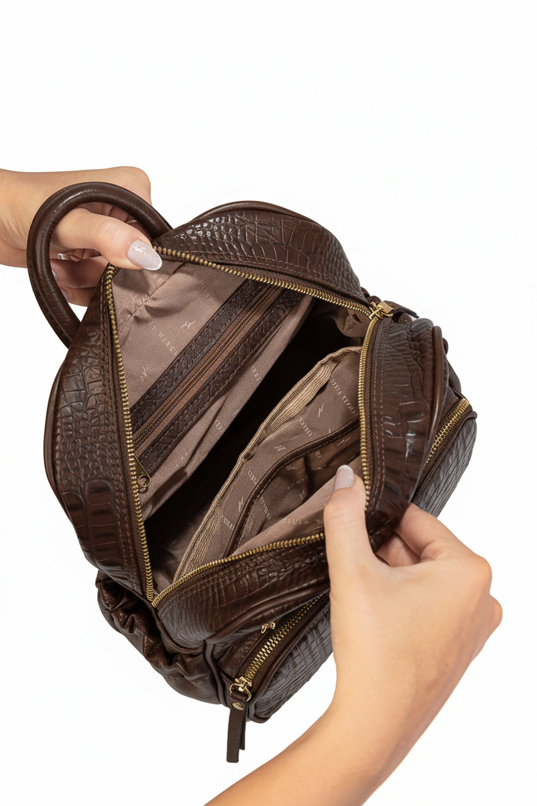 Mochila pequena de couro croco Zoey