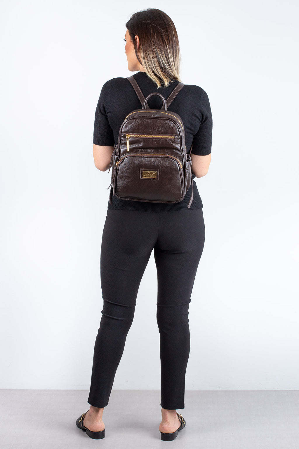 Mochila pequena de couro liso Zoey