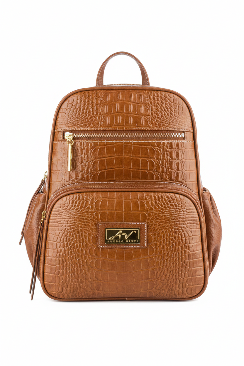 Mochila pequena de couro croco Zoey