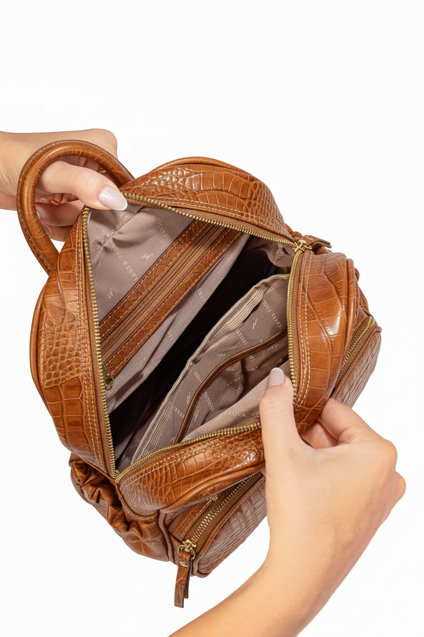 Mochila pequena de couro croco Zoey