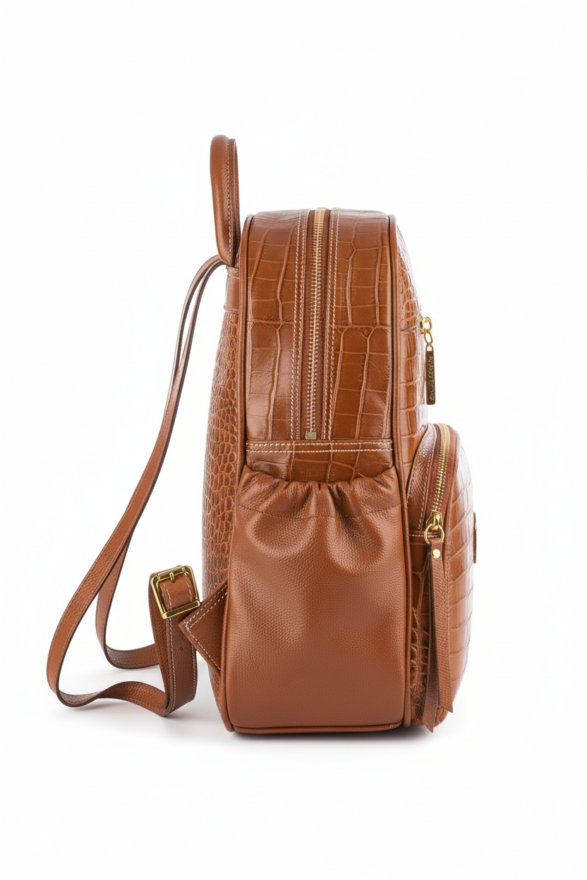 Mochila pequena de couro croco Zoey
