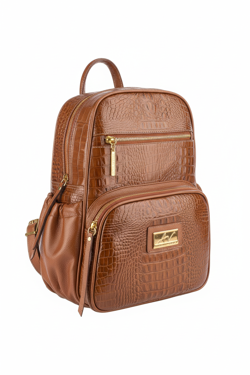 Mochila pequena de couro croco Zoey