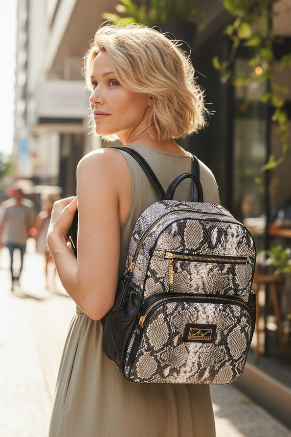 Mochila pequena de couro estampado Zoey