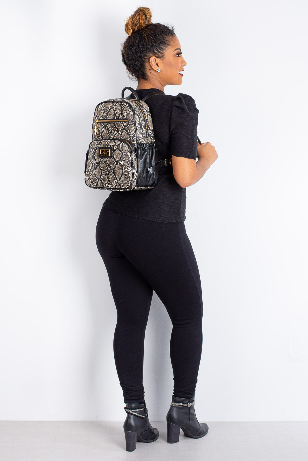 Mochila pequena de couro estampado Zoey