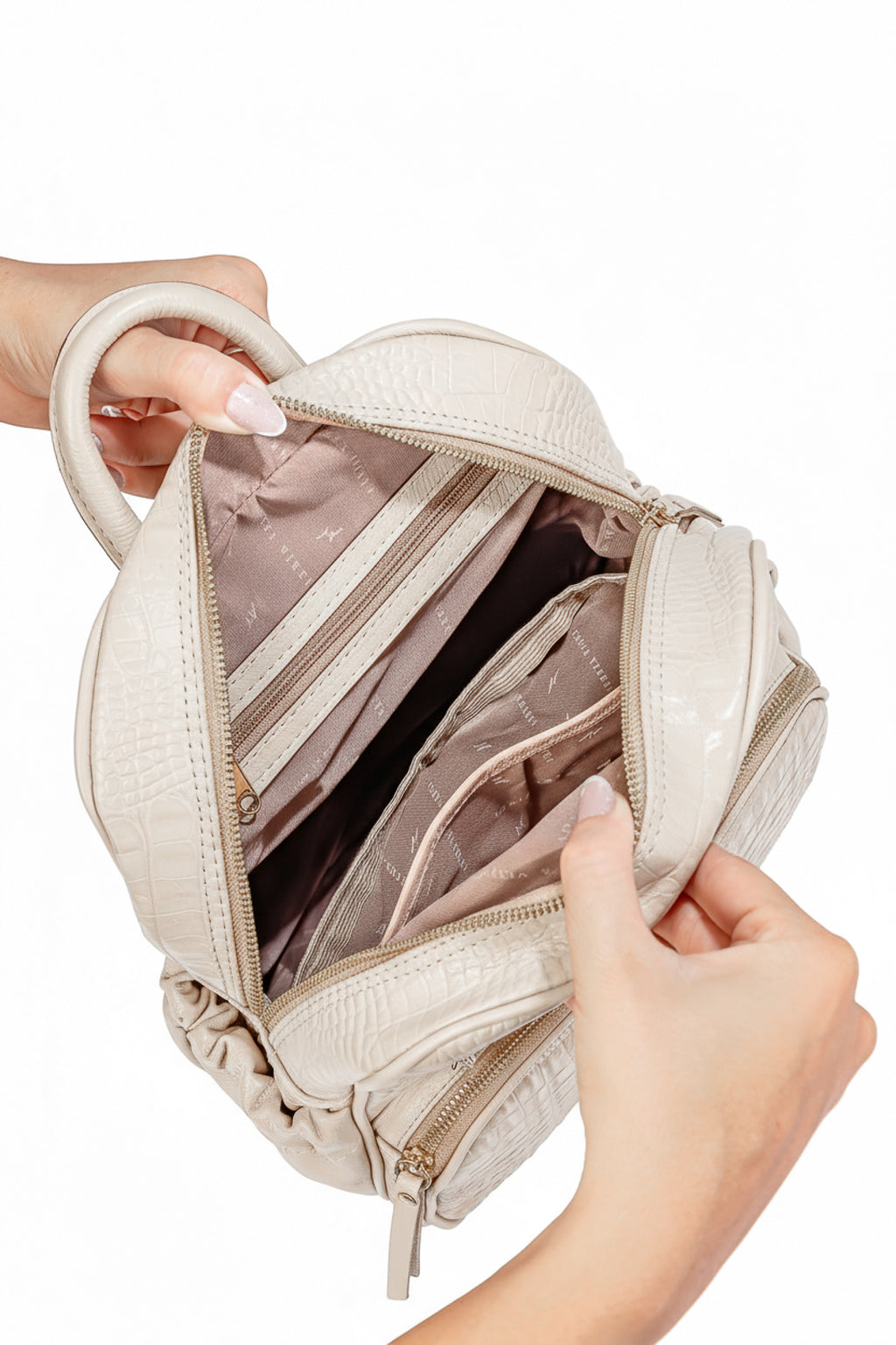 Mochila pequena de couro croco Zoey