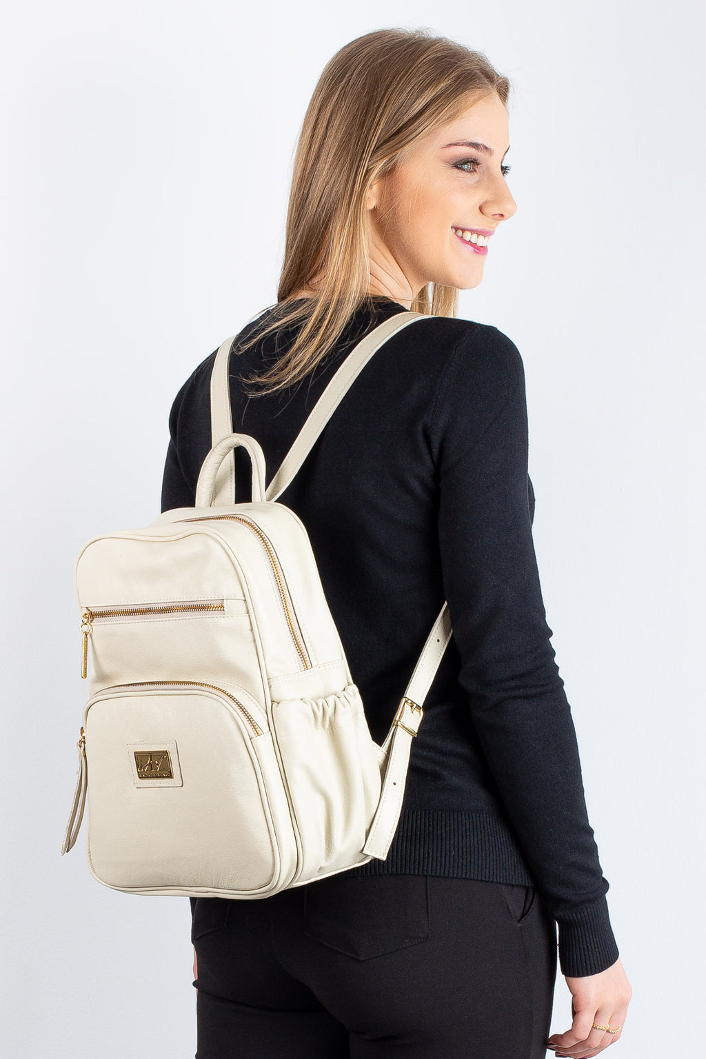 Mochila pequena de couro liso Zoey