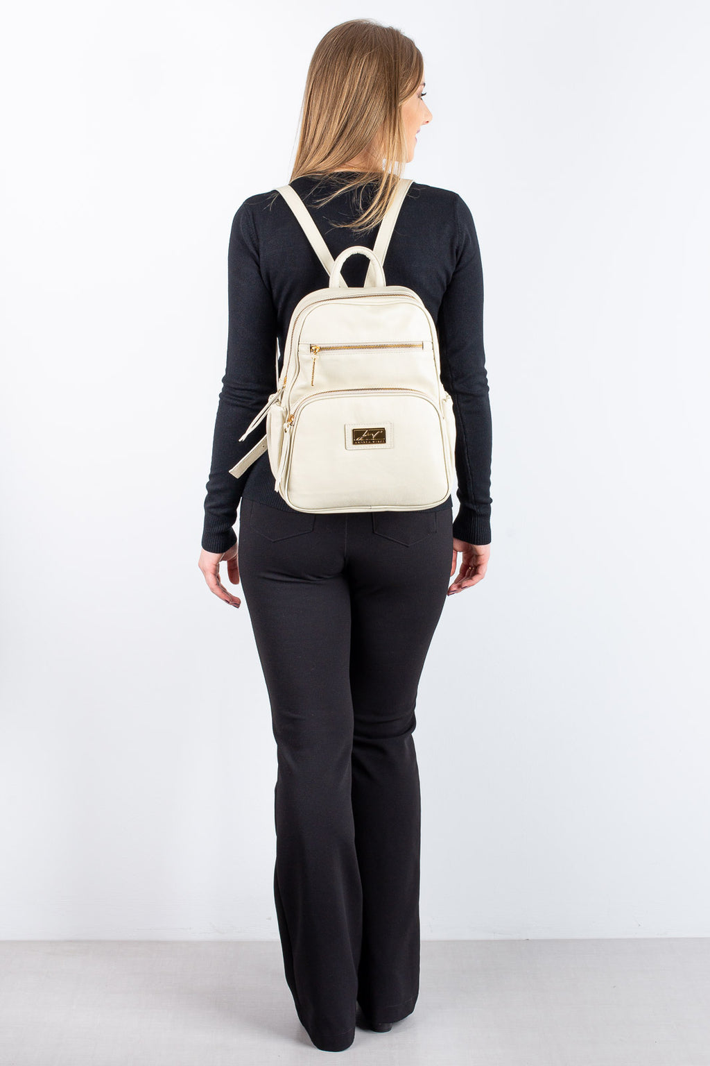 Mochila pequena de couro liso Zoey