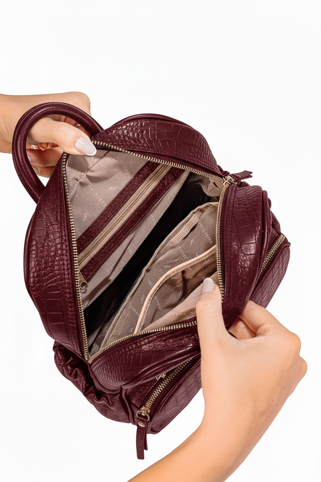 Mochila pequena de couro croco Zoey