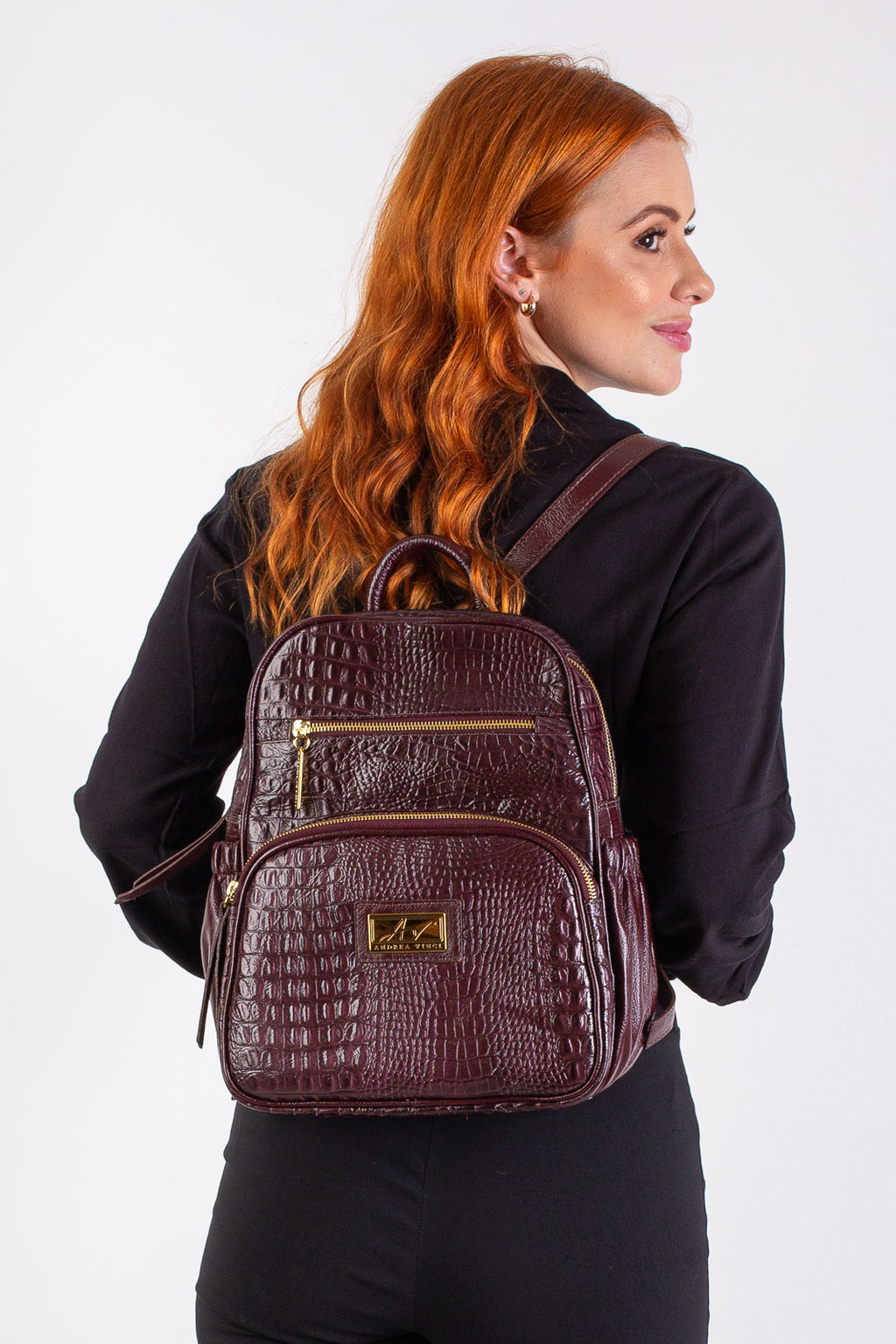 Mochila pequena de couro croco Zoey