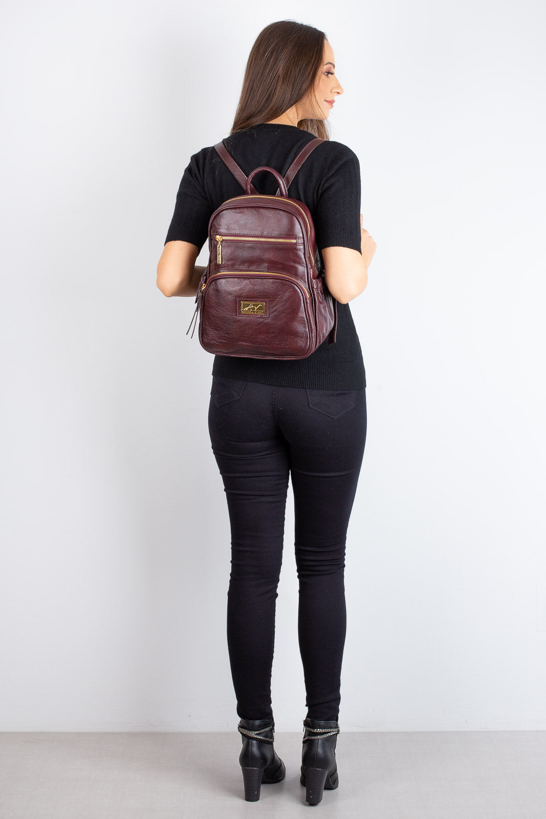 Mochila pequena de couro liso Zoey