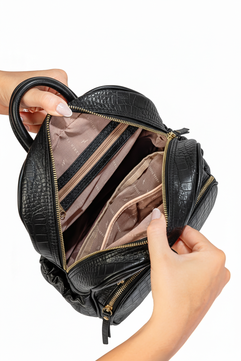 Mochila pequena de couro croco Zoey