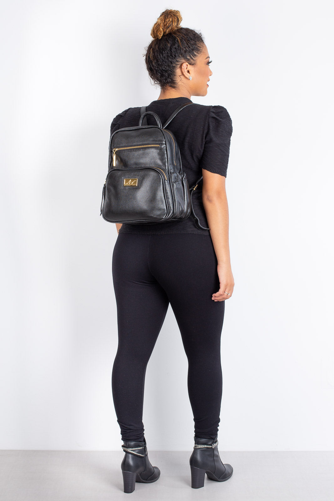 Mochila pequena de couro liso Zoey