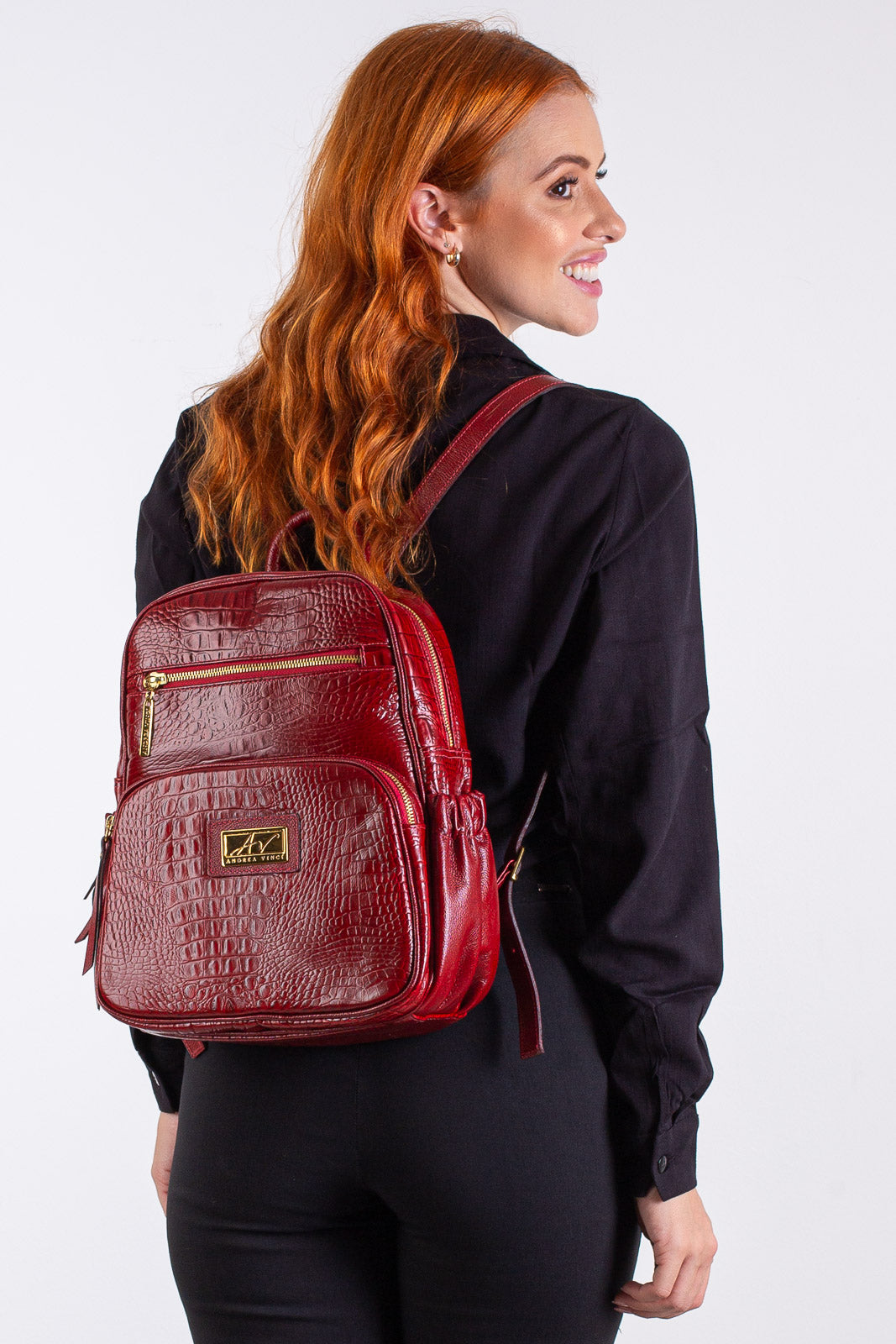 Mochila pequena de couro croco Zoey