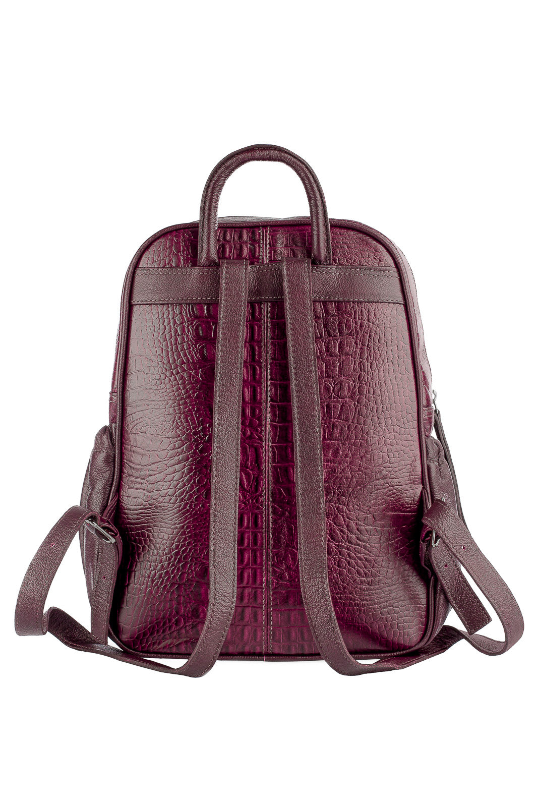 Mochila pequena de couro croco metais grafite Zoey