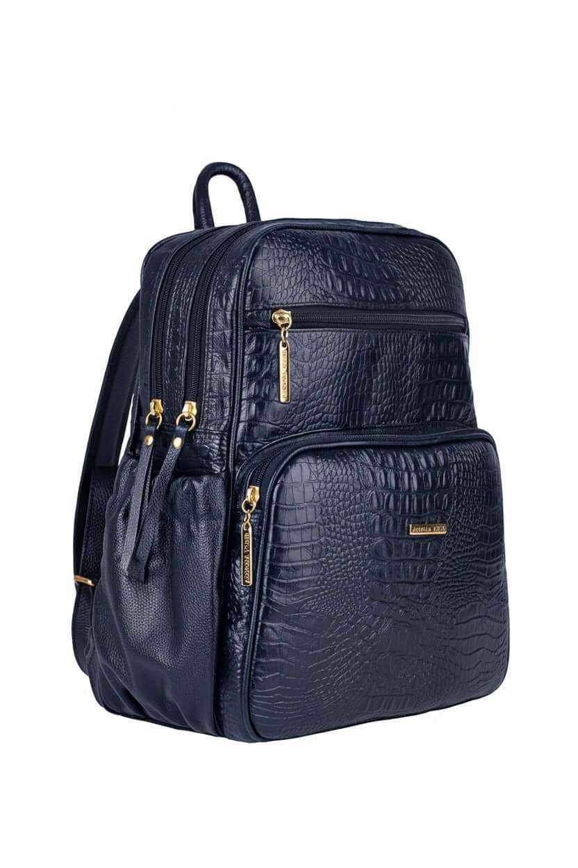 Mochila feminina de couro croco Zaya - Enluaze