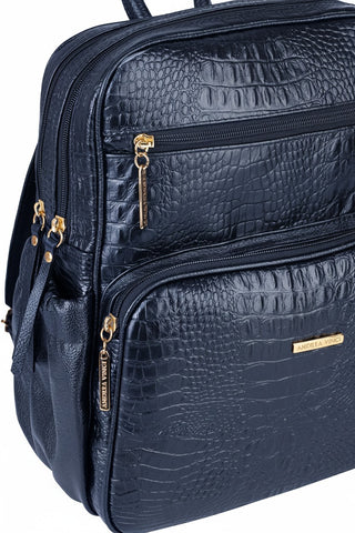 Mochila feminina de couro croco Zaya