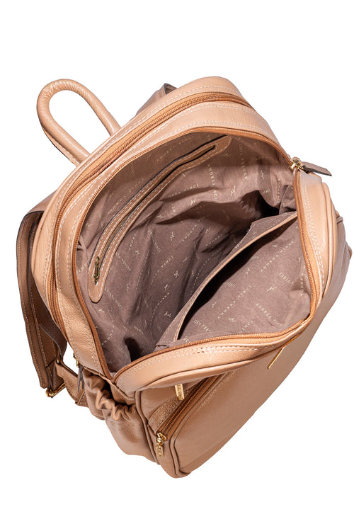 Mochila feminina de couro liso Zaya