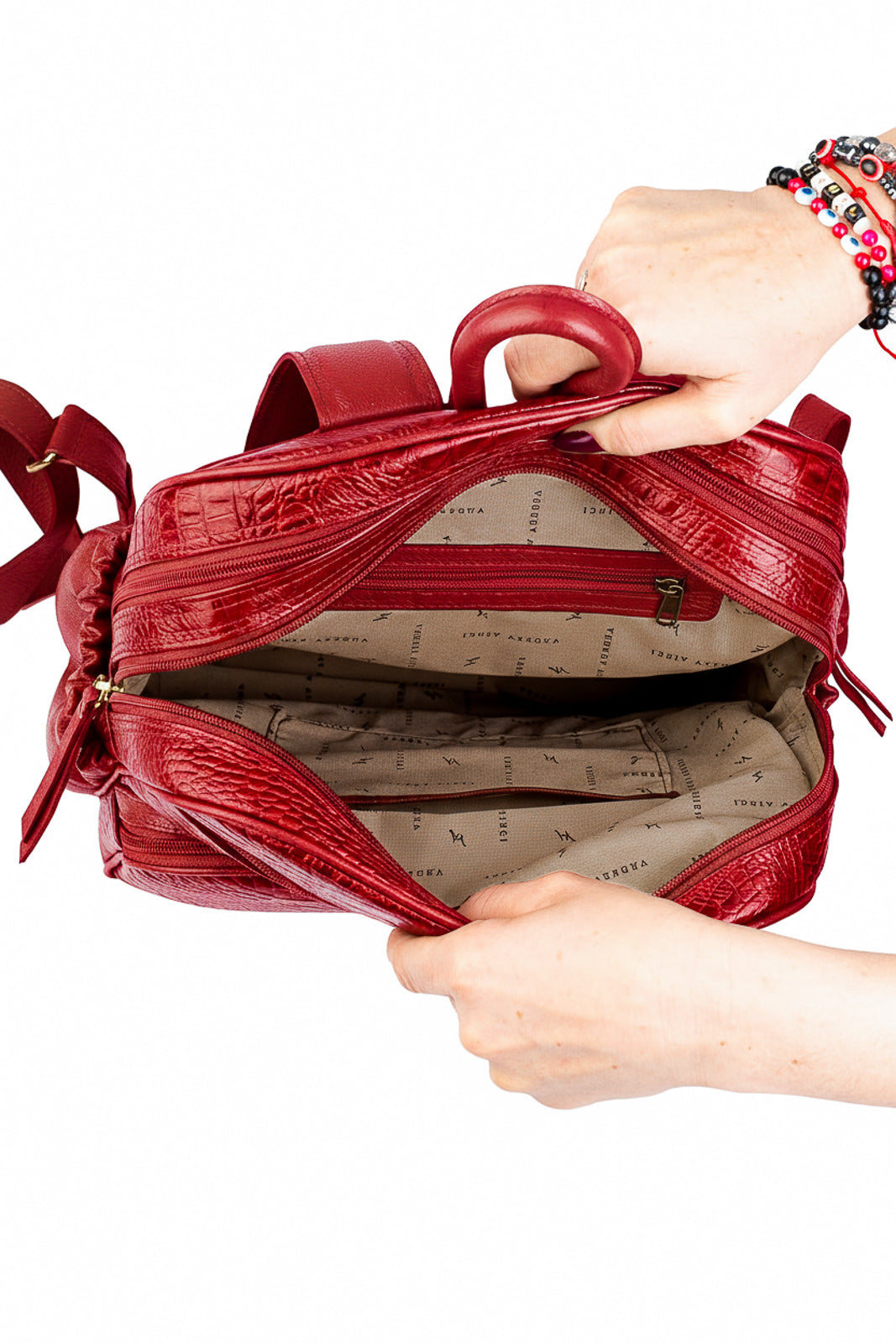 Mochila feminina de couro croco Zaya