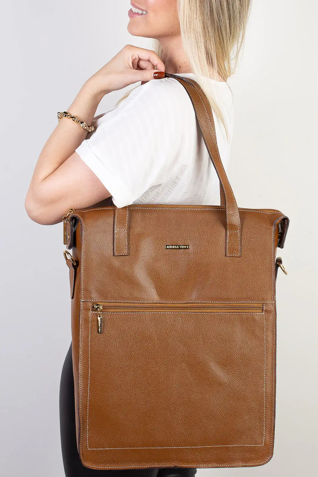 Bolsa/Pasta para notebook em couro liso Sandra - Enluaze