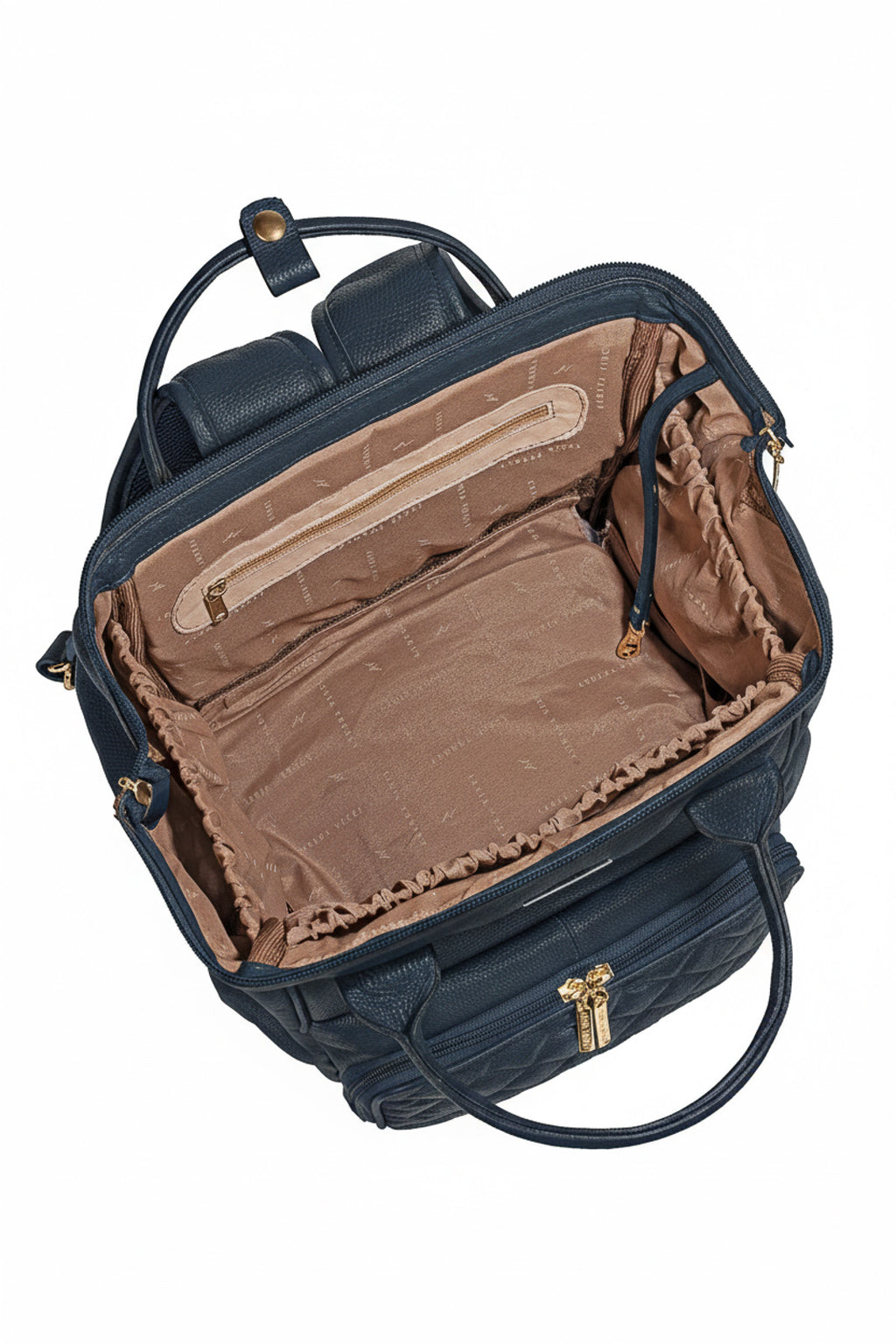 Mochila maternidade multifuncional de couro liso Vitta