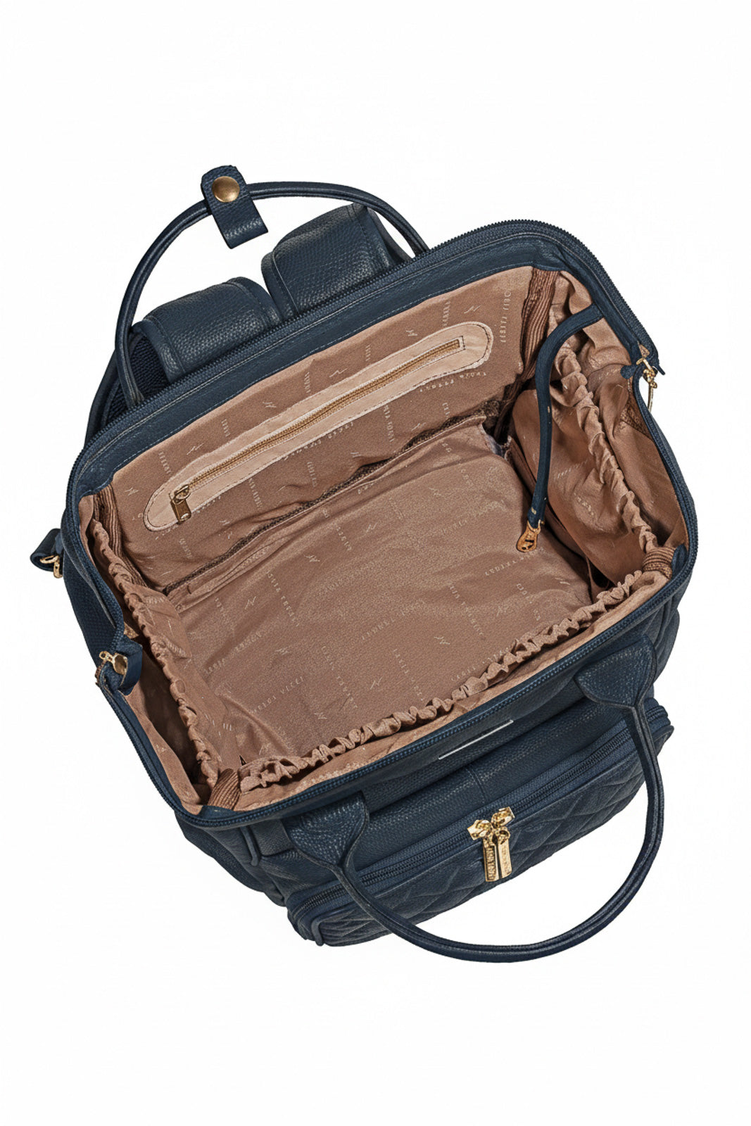 Mochila maternidade multifuncional de couro liso Vitta