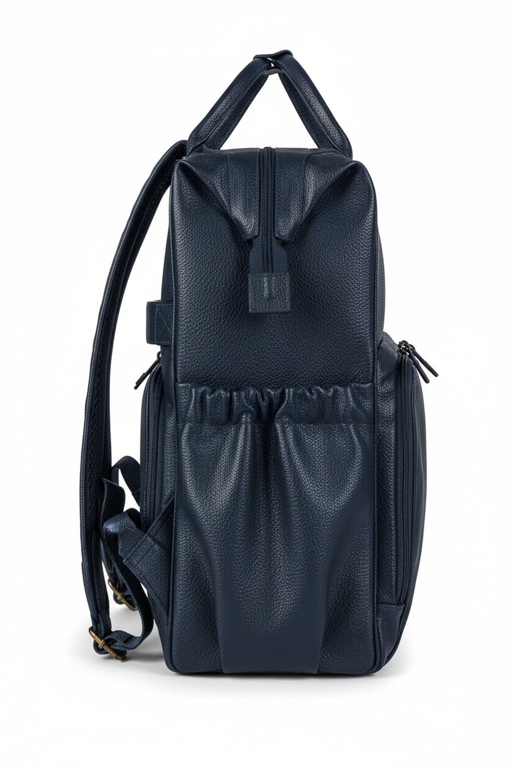 Mochila maternidade multifuncional de couro liso Vitta