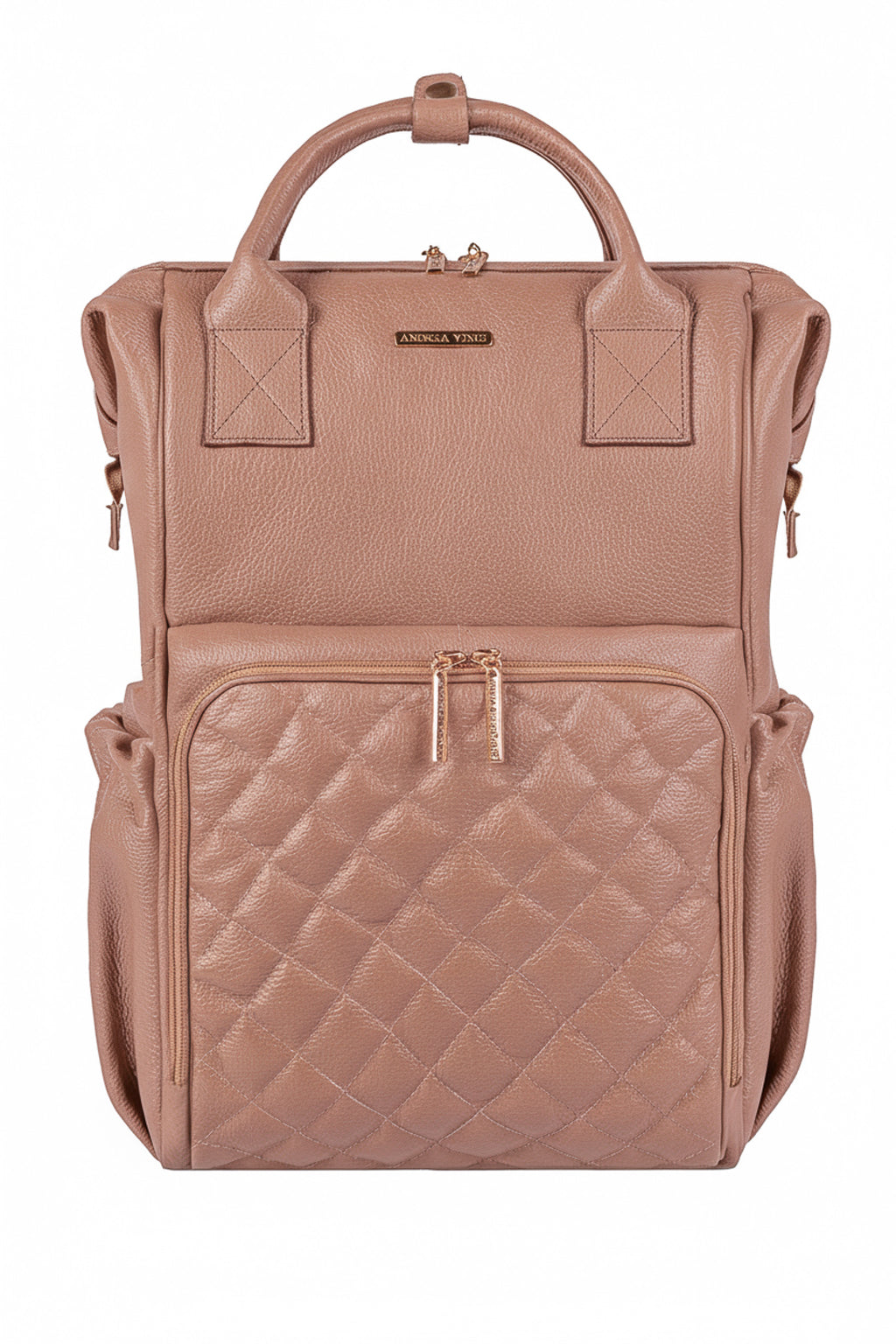 Mochila maternidade multifuncional de couro liso Vitta