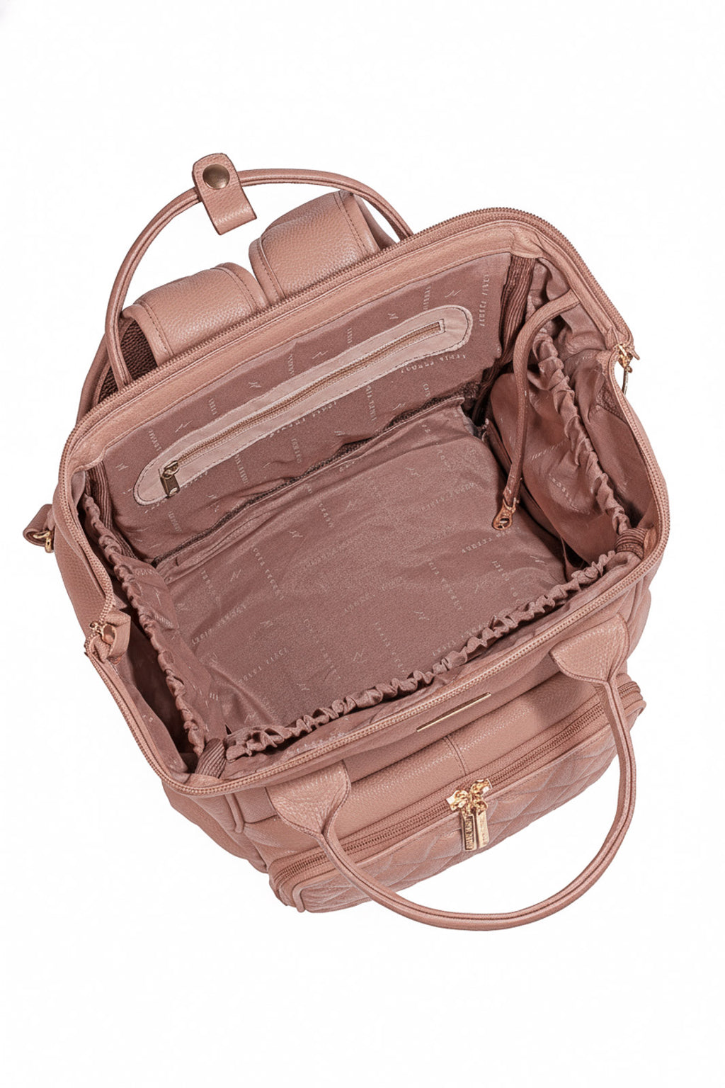 Mochila maternidade multifuncional de couro liso Vitta