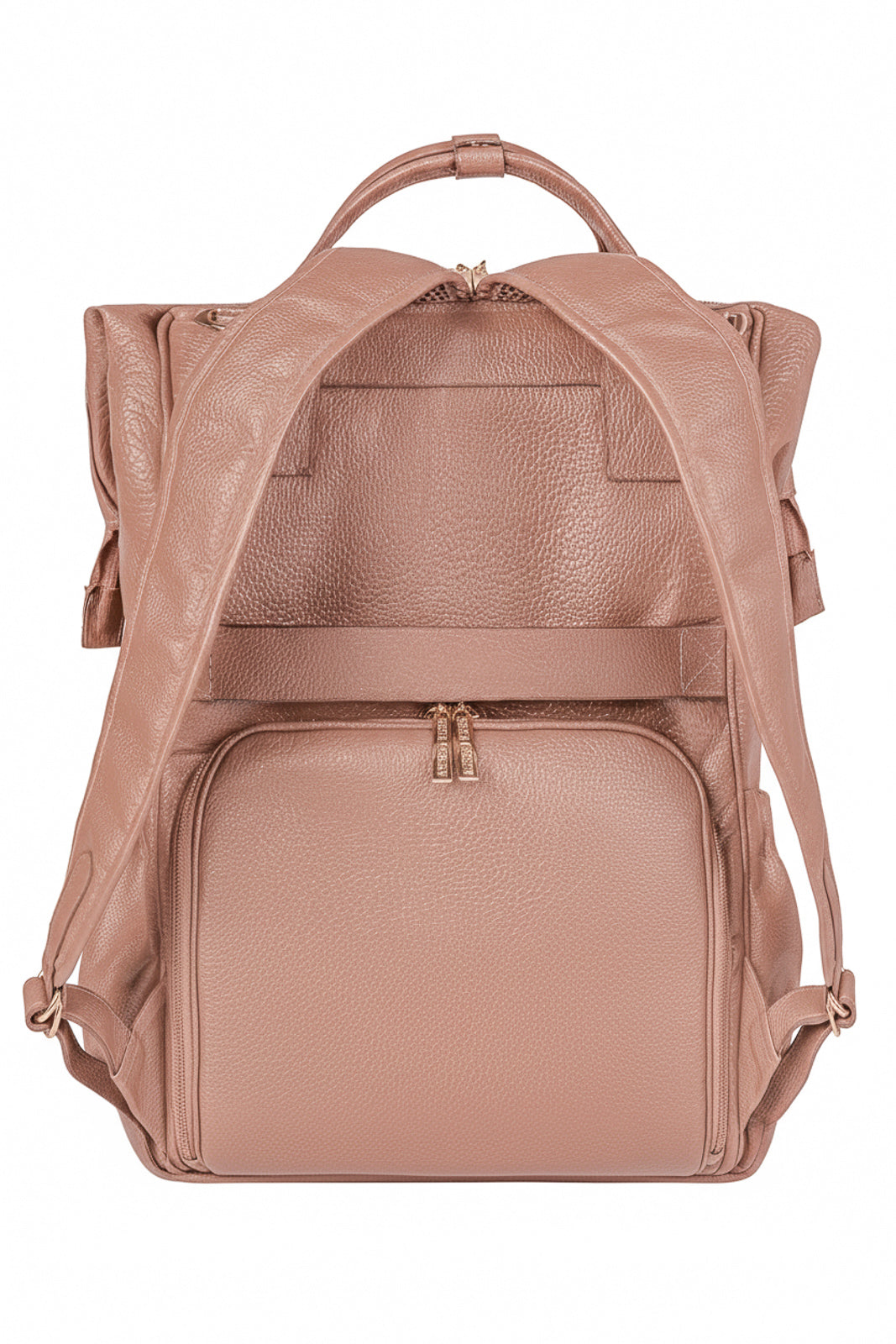 Mochila maternidade multifuncional de couro liso Vitta