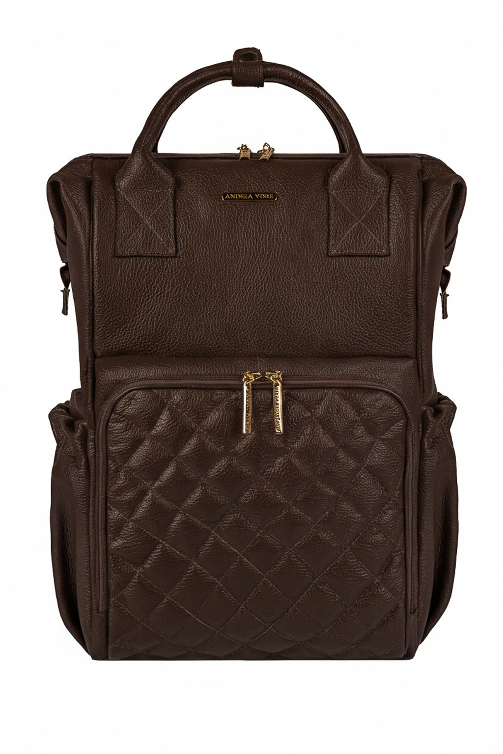 Mochila maternidade multifuncional de couro liso Vitta