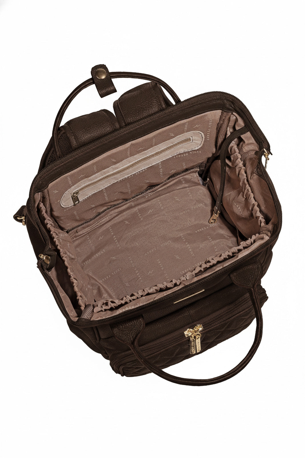 Mochila maternidade multifuncional de couro liso Vitta