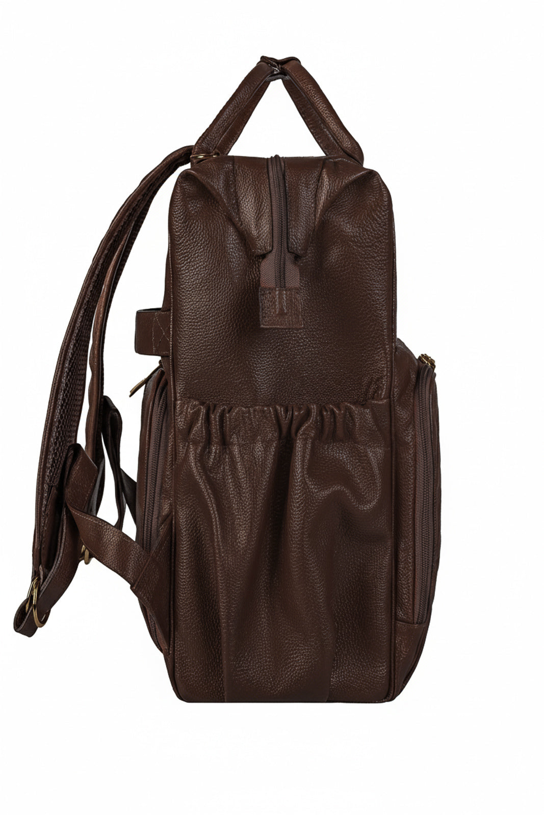 Mochila maternidade multifuncional de couro liso Vitta