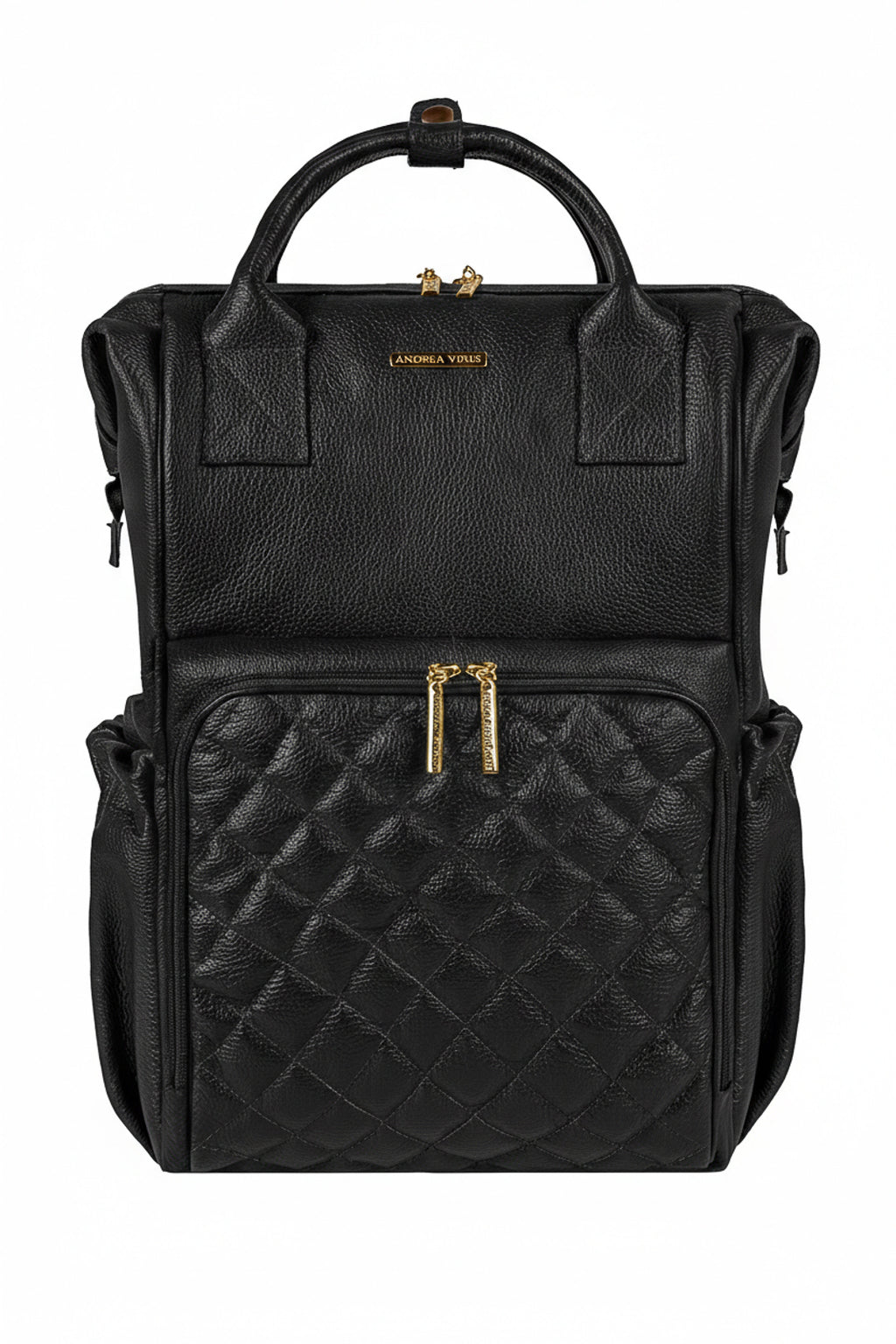 Mochila maternidade multifuncional de couro liso Vitta