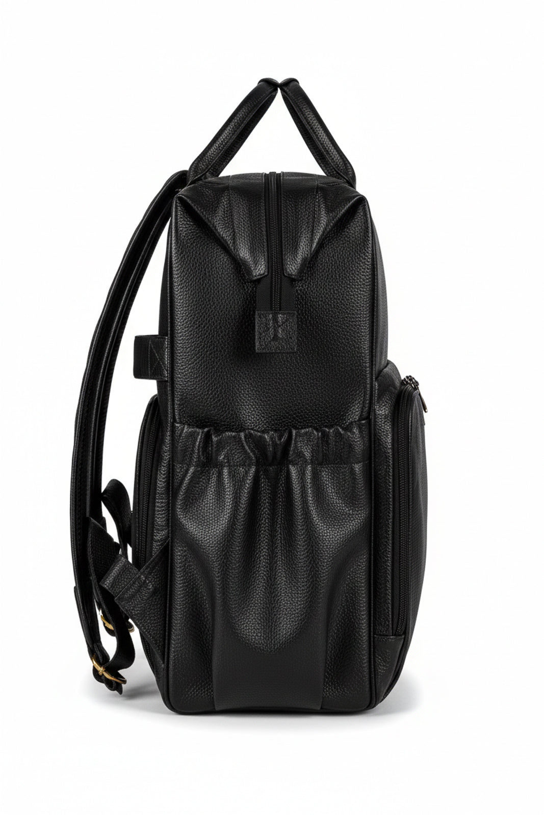 Mochila maternidade multifuncional de couro liso Vitta