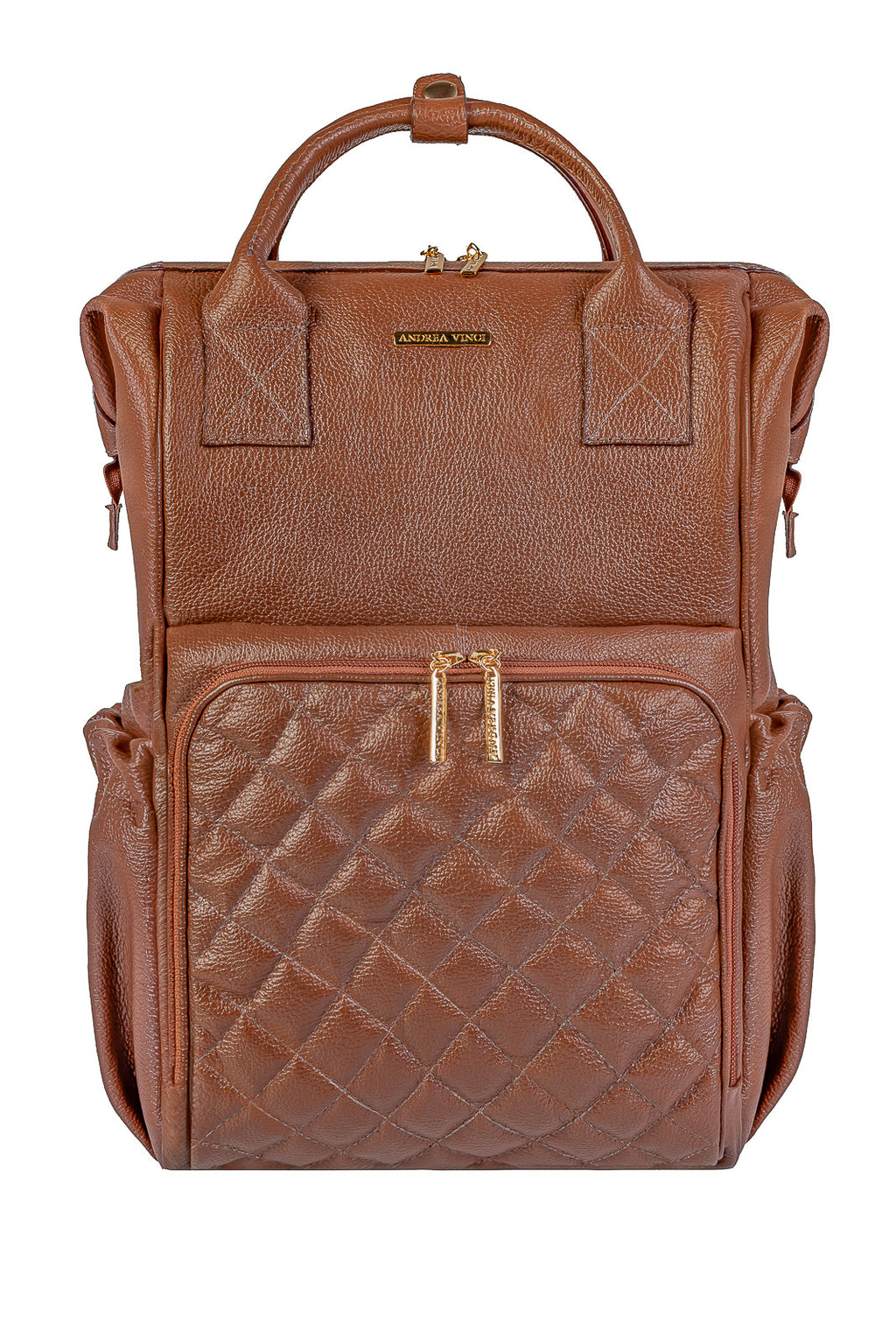 Mochila maternidade multifuncional de couro liso Vitta