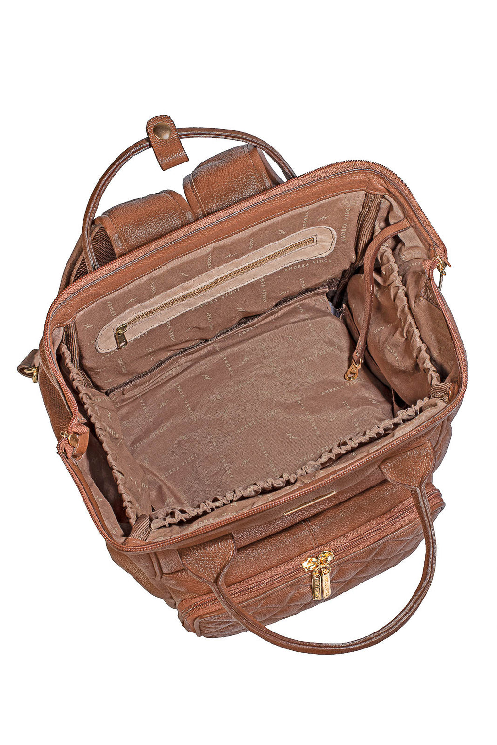 Mochila maternidade multifuncional de couro liso Vitta