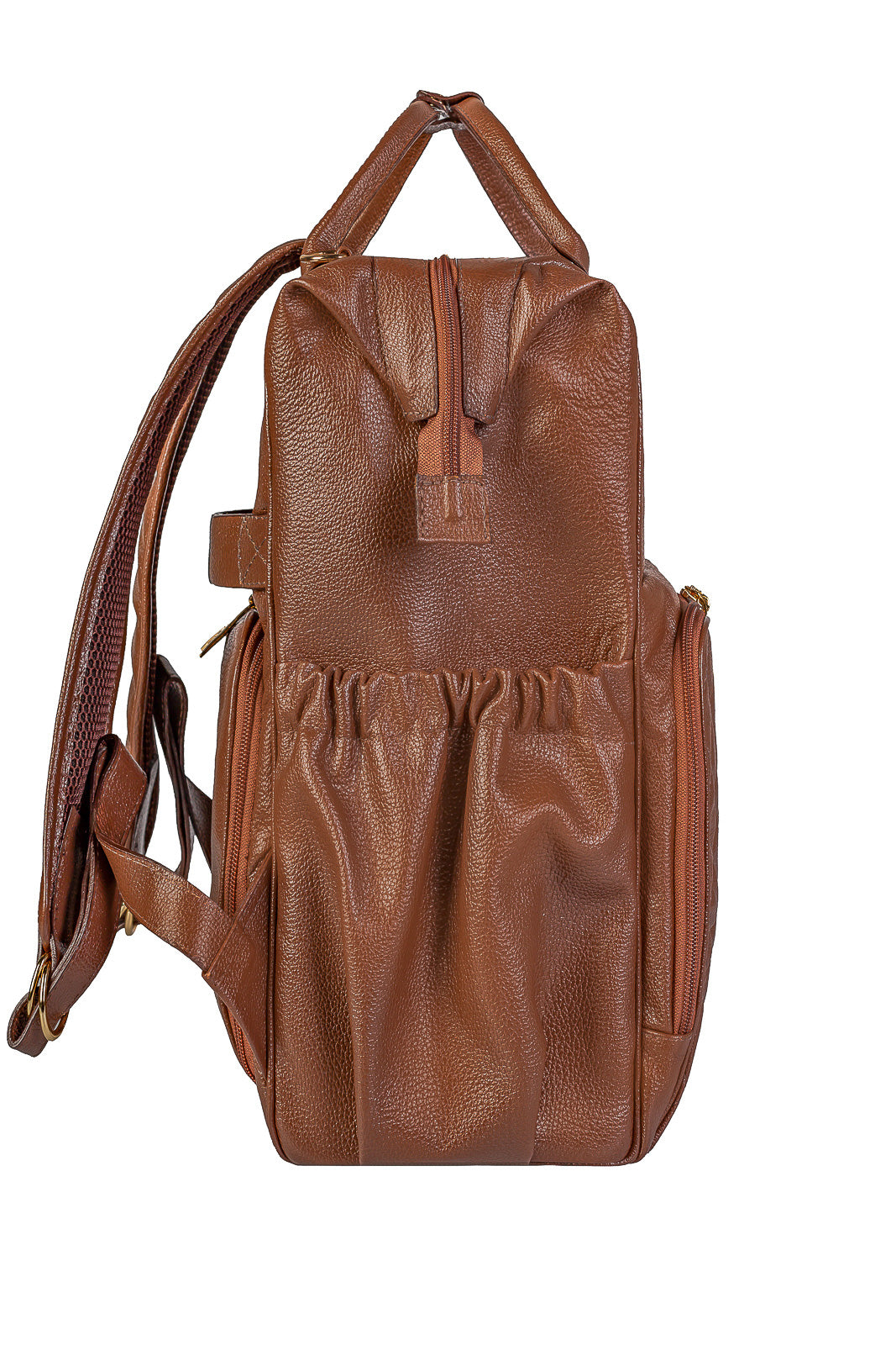 Mochila maternidade multifuncional de couro liso Vitta