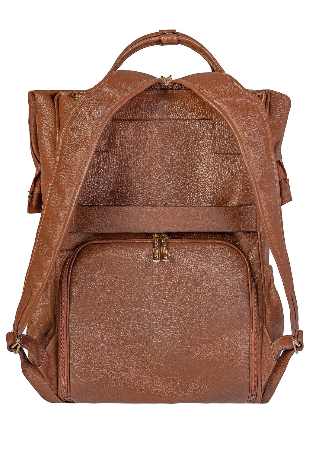 Mochila maternidade multifuncional de couro liso Vitta