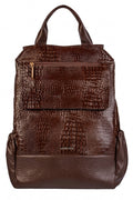 Mochila antifurto grande de couro croco Suzana