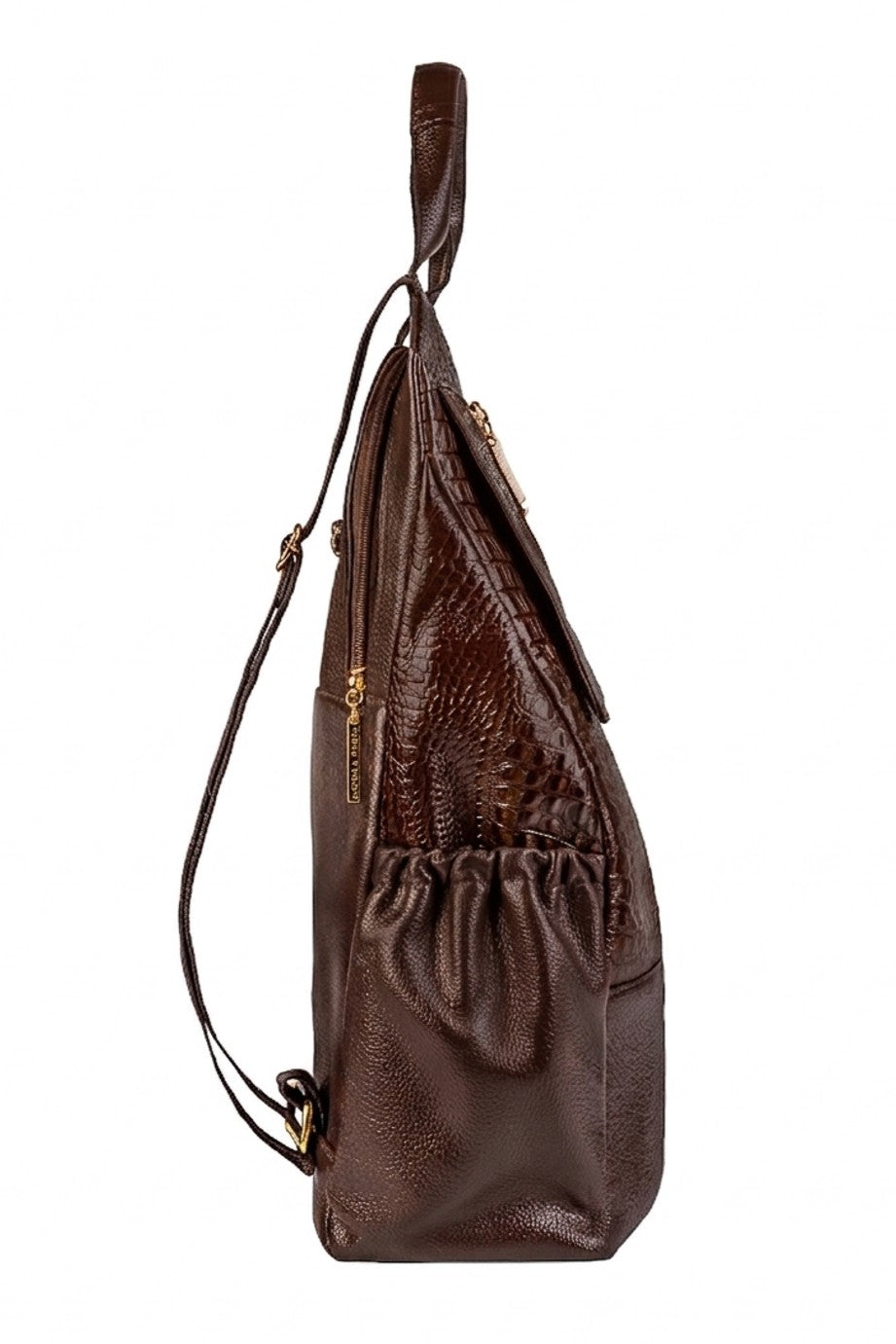 Mochila antifurto grande de couro croco Suzana