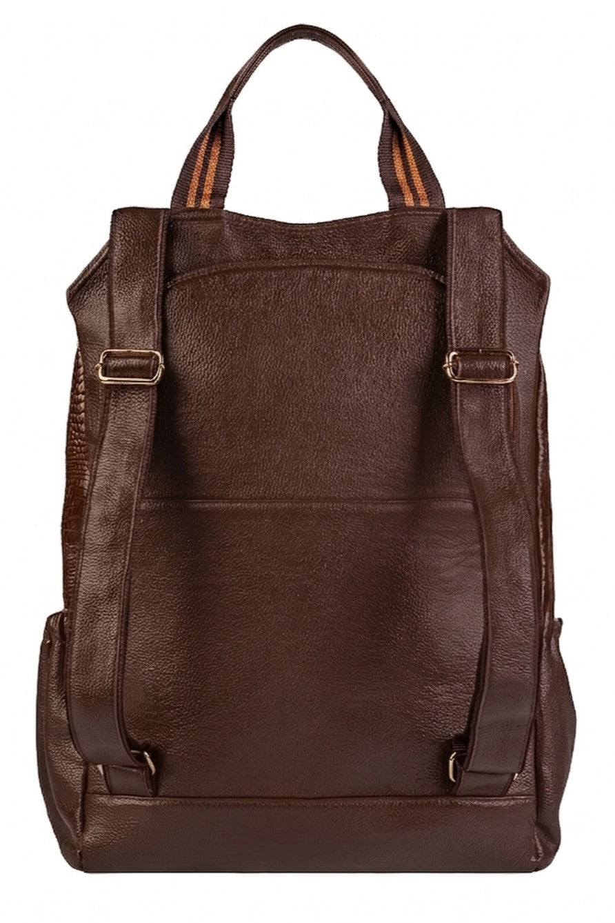 Mochila antifurto grande de couro croco Suzana