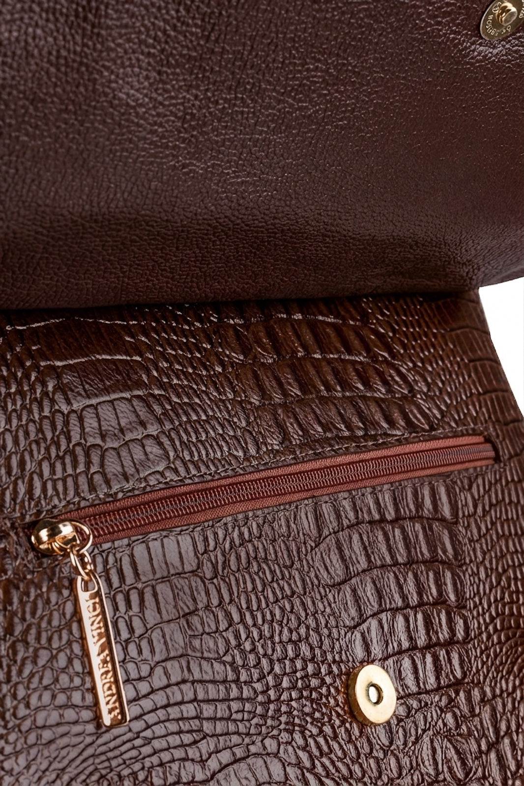 Mochila antifurto grande de couro croco Suzana