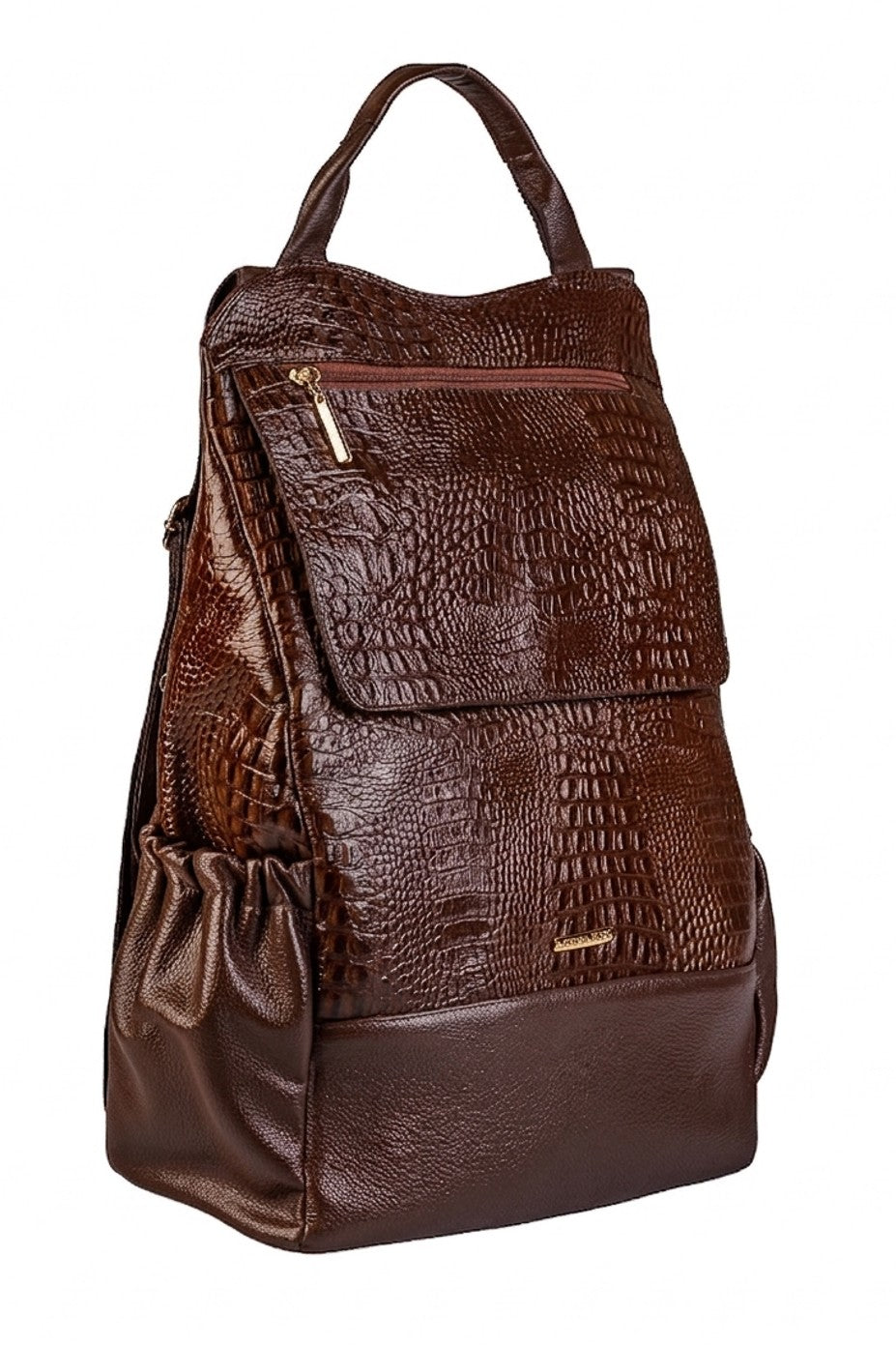 Mochila antifurto grande de couro croco Suzana