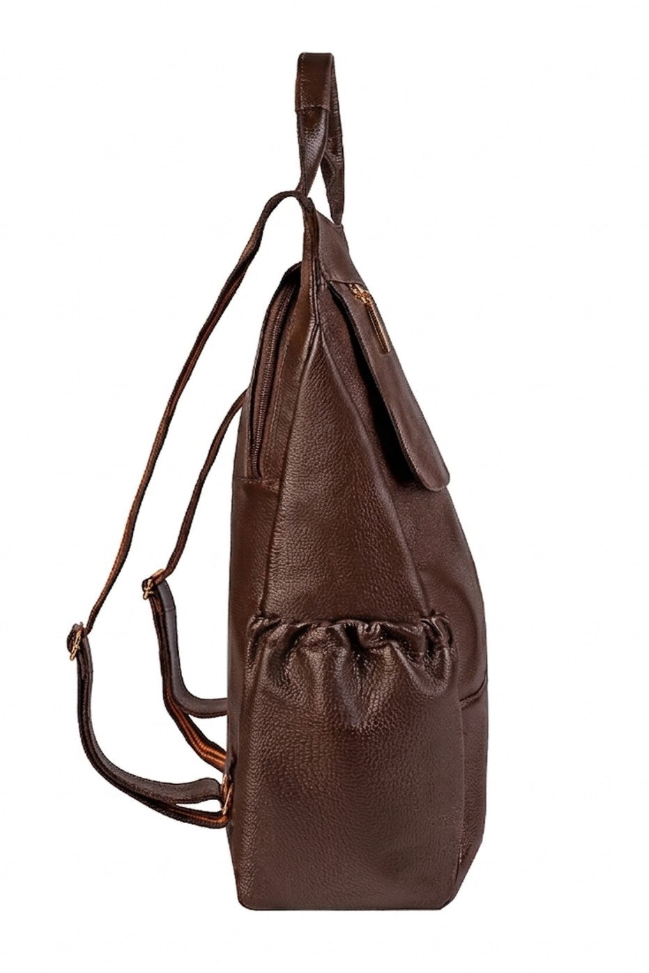 Mochila antifurto grande de couro liso Suzana