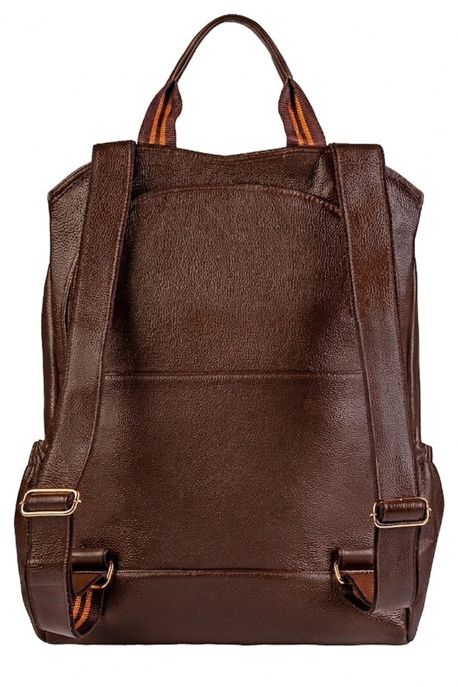 Mochila antifurto grande de couro liso Suzana