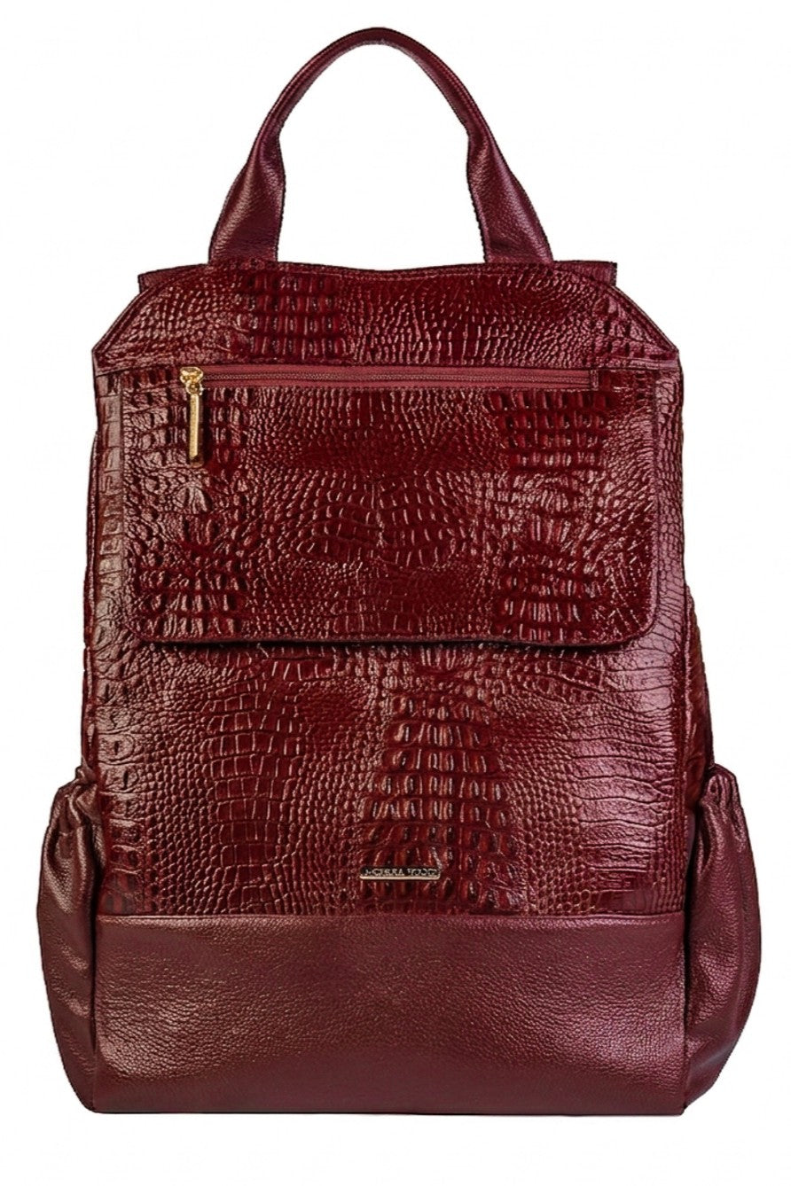 Mochila antifurto grande de couro croco Suzana