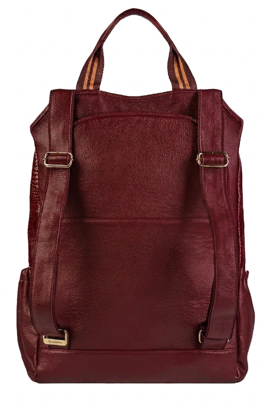 Mochila antifurto grande de couro croco Suzana